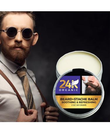 24K Organic Beard Balm | Soothing Leave-in Conditioner | All Natural & Organic Oils for Itching Relief Thickening Softening & Styling - Buy Online on GoSupps.com