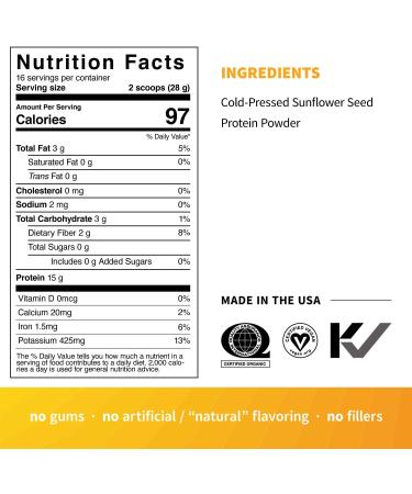 Sprout Living Simple Sunflower Seed Protein Powder - 15g Organic Plant Based Protein Mix | Non-Dairy, Non-GMO, Vegan, Gluten-Free | Keto Drink (1 lb) - Buy Online on GoSupps.com