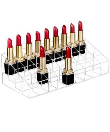 HBlife Lipstick Holder, 36 Spaces Clear Acrylic Lipstick Organizer Display Stand Cosmetic Makeup Organizer for Lipstick, Brushes, Bottles, and More