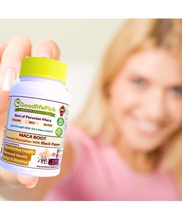 Peruvian Maca Root Capsules with Black Pepper 150 ct. Premium Yellow Red & Black Red Powerful 10:1 All Type Maca Extract All Natural Non-GMO Vegan NO Rice Powder NO Stearate NO Silicon (Pack of 2) 150 Count (Pack of 2) - Buy Online on GoSupps.com