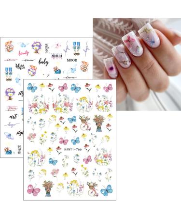 JMEOWIO 9 Sheets Flower Nail Art Stickers Decals Self-Adhesive Colorful Spring Summer Floral Nail Supplies Nail Art Design Decoration Accessories - Buy Online on GoSupps.com