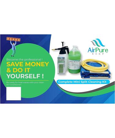 Complete A/C Mini Split Cleaning Kit With Powerful No Rinse Coil Cleaner & Clean Air Odour Treatment Tab Extra Large - For Units Up to 50 Inches Wide - Buy Online on GoSupps.com