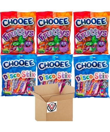 06 x Mixed Frutty Chews Disco Stix Sweet Bag 200g | VIMIX