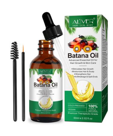 Batana Oil for Hair Growth: 100% Natural and Pure Batana Oil Sourced from Honduras - Prevent Hair Loss Eliminate Hair Split Ends Restore Dry Damanged Hair 2.02 oz