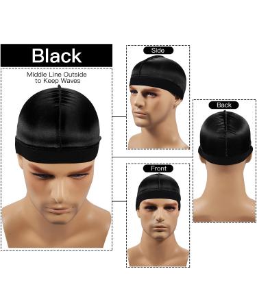 2PCS Men's Silky Stocking Wave Cap Set for Good Compression Over Durag - Black (Thick Hair Style) - Buy Online on GoSupps.com