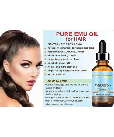 Botanical Beauty PURE EMU OIL 100% Natural Unrefined for Face Skin Body Hands Feet Nails Hair Lip Care 4 Fl Oz - 120 ml - Buy Online on GoSupps.com
