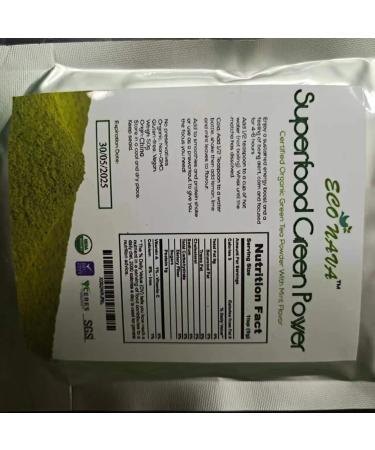 Mint Matcha Green Tea Powder - ECO NAVA - Certified USDA Organic - GMO Free - 100% Natural - Premium Grade Matcha Tea Powder for Making Cake Smoothie Latte & Baking - 250g / 9oz Bag - Buy Online on GoSupps.com
