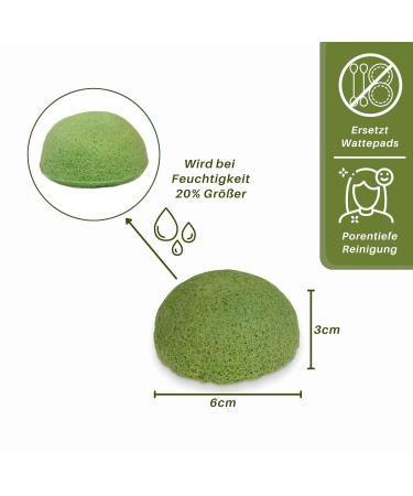 BlueFox Konjac Sponge Set of 4 - Aloe Vera Facial Cleansing for Sensitive Skin Bio Facial Care & Pore Peeling - Light Green - Buy Online on GoSupps.com