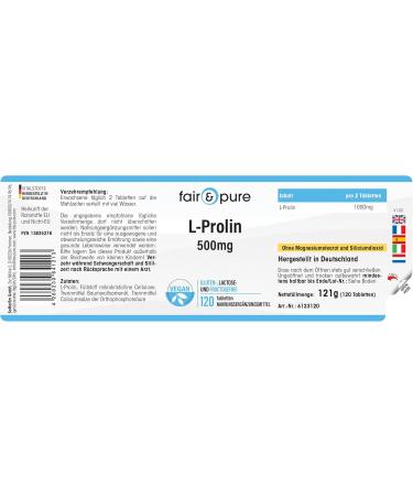 Fair & Pure - L-Proline 500mg - vegan - high dosage - 120 tablets - Buy Online on GoSupps.com