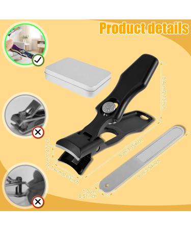 Nail Clippers for Thick Nails Wide Jaw Nail Trimmer Stainless Steel Nail Cutter with Nail Clip Storage Portable Fingernail Cutter Labor Saving Fingernail Trimmer for Women Men Adults(black) - Buy Online on GoSupps.com
