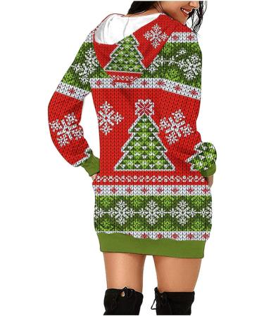 Yihaojia Christmas Sweatshirt for Women Mini Hoodies Dress Cute Snowman Print Loose Xmas Christmas Dress with Pocket Thin Green#212 XX-Large - Buy Online on GoSupps.com