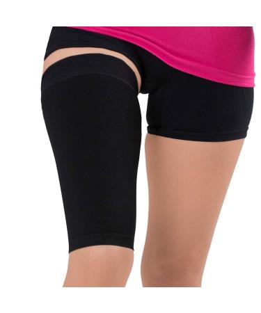 Thigh Compression Sleeve for Hamstring Quadriceps Groin Pulls & Strains - Athletic Support for Running Basketball Tennis Soccer (Black, Medium) - Buy Online on GoSupps.com