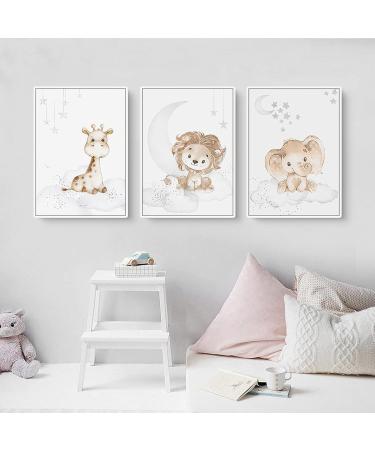 Exquleg 3 Set Nursery Posters - Cute Giraffe & Hare Animal Wall Art for Kids Room Decoration (30x40cm) - Unframed Baby Room Decor - Buy Online on GoSupps.com