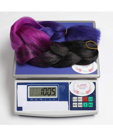Buy Showjarlly Kanecalon Hair Braids - Ombre Jumbo Braid Extensions 24 - Black/Purple Red/Royal Blue - 3 Pack - Buy Online on GoSupps.com