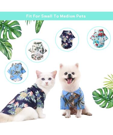 4-Piece Pet Summer Shirts - Flower Pattern Printed Puppy & Cat Beach Clothing for Small to Medium Pets - Buy Online on GoSupps.com