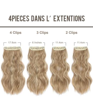 Dirty Blonde with Brown Highlights Clip in Hair Extensions - Long Wavy Full Head Synthetic Fiber Hair Pieces for Women - Buy Online on GoSupps.com