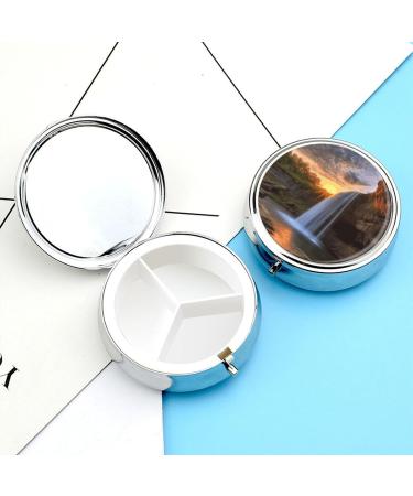 Travel Pill Box with Sunset Design - 3 Compartment Portable Medicine Organizer for Purse & Pocket - Buy Online on GoSupps.com