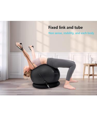 HBselect Exercise Ball Chair + Anti-Slip Base & Resistance Bands | 65cm Black Swiss Gym Ball for Yoga Pilates Pregnancy | Anti-Burst & Extra Thick - Buy Online on GoSupps.com