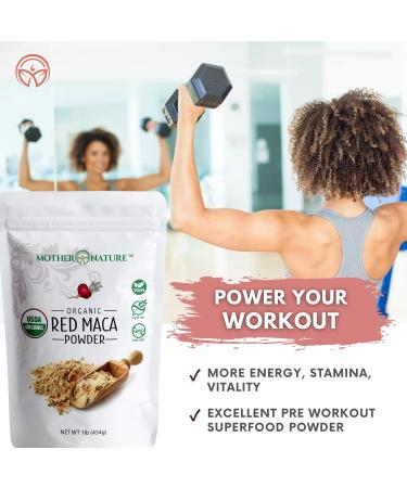 USDA Organic Red Maca Root Powder - Raw Vegan Non-GMO for Hormone Regulation & Muscle Gain | 1lb Pre-Workout Supplement - Buy Online on GoSupps.com