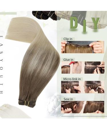 Easyouth Balayage Sew in Hair Extensions - Brown to Platinum Blonde Ombre Human Hair, 20 Inch 100g 3-Weft #8/60 - Buy Online on GoSupps.com