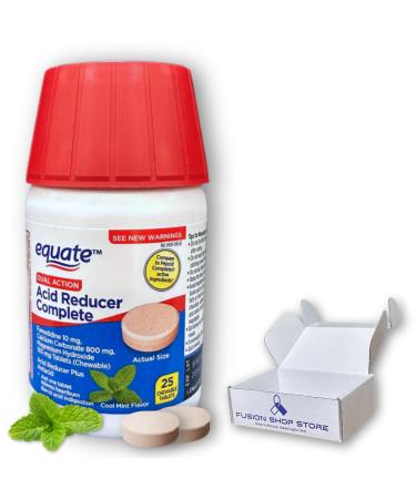 Dual Action Acid Reducer- Mint Chewable Tablets 25 Count (Pack of 1) Boxed by Fusion Shop Store