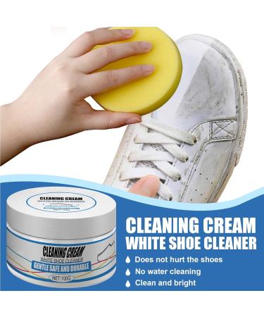 White Shoe Cleaning Cream with Sponge - 100g | Shoe Cleaner & Whitener for Sneakers - All-Purpose Care Kit - Buy Online on GoSupps.com