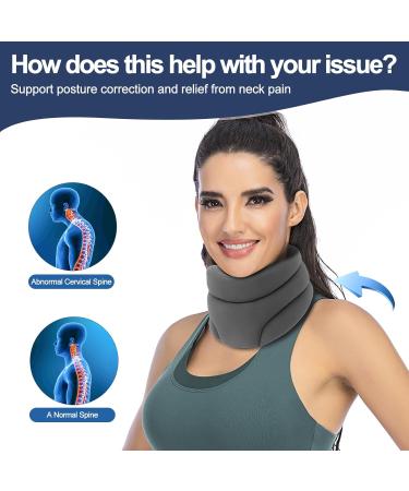Mineup Cervicorrect Neck Brace - Neck Support Brace for Pressure Relief - Soft Neck Brace Cervical Collar for Stabilizing Vertebrae - Relief Pain and Pressure - for Women & Men - Grey - Buy Online on GoSupps.com