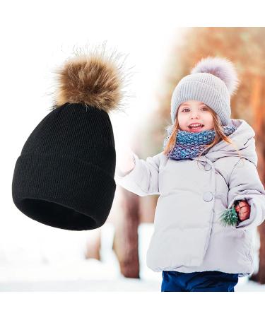 Shop Black Fleece Winter Hat for Toddlers (2-6 Years) | Warm Soft & Cozy Thermo Neck Warmer & Ear Protector - Buy Online on GoSupps.com