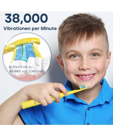 Seago Electric Toothbrush for Kids 3+ Rechargeable Extra Soft Bristles 5 Cleaning Modes - Bright Yellow - Buy Online on GoSupps.com