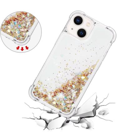 Buy Tivenfezk Nadoli Glitter Drive Sand Shell for iPhone 15 Plus - Transparent TPU Shockproof Case with Liquid Quicksand | Gold Protective Cover - Buy Online on GoSupps.com