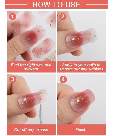 EBANKU 20 PCS Gel Nail Strips Nail Gel Polish Strips Full Wraps Adhesive Gel Nail Stickers with Nail File and Stick(UV/LED Lamp Required) (8) - Buy Online on GoSupps.com