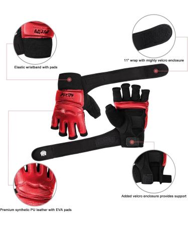 Fitst4 Sports MMA Gloves - Padded Boxing Training Gloves with Wrist Protection for Men - Red Kickboxing & Taekwondo Sparring - Buy Online on GoSupps.com