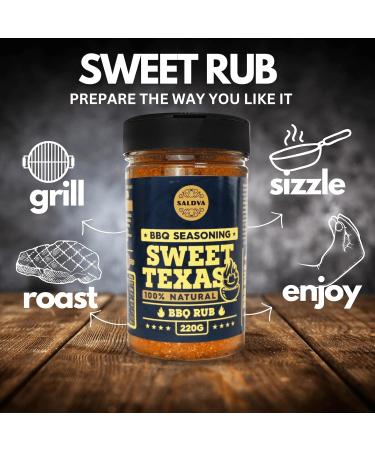 Sweet Texas BBQ Rub - Authentic Sweet Seasoning with Texas Kick - Large 220g Jar - Buy Online on GoSupps.com