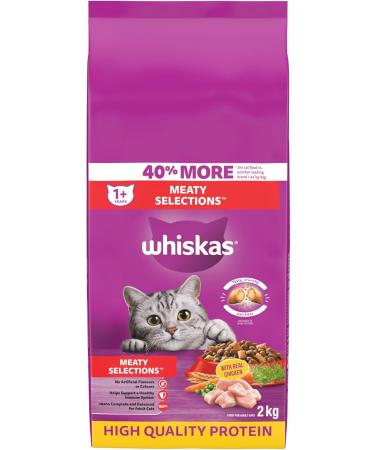 WHISKAS Perfect Portions Wet Cat Food Cuts in Gravy - Chicken & Tuna (12 Pack) + WHISKAS Meaty Selections with Real Chicken Dry Cat Food (5x2kg) Cuts in Gravy+ Cat Food Chicken Chicken & Tuna 75 g (Pack of 12) - Buy Online on GoSupps.com