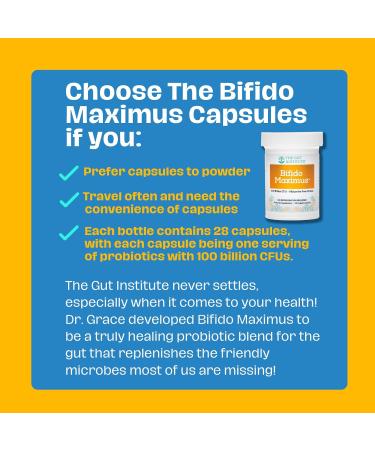The Gut Institute Bifido Maximus Ultra High Potency Probiotics for Women and Men - Bifidobacterium longum 100 Billion CFUs - 28 ct - 7 Strains - No Histamines - No Refrigeration Needed - Made in USA - Buy Online on GoSupps.com