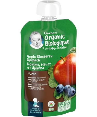 Nestle Gerber Nestle Gerber Organic Puree Apple Blueberries & Spinach 128ml Pouch - Buy Online on GoSupps.com