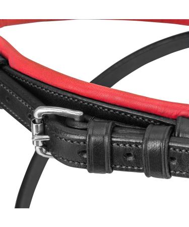 Sunride English Combined Bridle Hawaii with Reins - Soft Real Leather Adjustable & Anatomical (COB Black/Red) | International Shipping Available - Buy Online on GoSupps.com