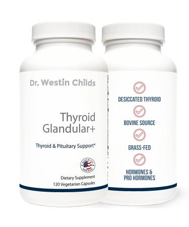 Dr. Westin Childs - Thyroid+ Raw Grass-Fed Desiccated Bovine Thyroid Support for Women & Men with Hypothyroid Hashimoto's Energy & Metabolism Supplement - L-Tyrosine Selenium Iodine & More 120 ct