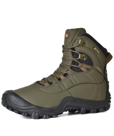 XPETI Mens Thermator Mid-Rise Lightweight Hiking Insulated Non-Slip Outdoor Boots 14 Olive Green