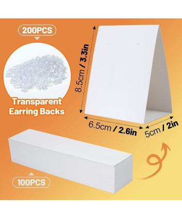 100 Pcs Standing Earring Display Cards with 200 Pcs Earring Backs - White | Ideal for DIY Earrings and Jewelry Display - Buy Online on GoSupps.com