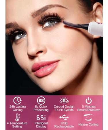 Kalolary Heated Eyelash Curlers 4 Temp Modes Heated Lash Curler with Eyelash Tweezers and Lash Comb 8s Fast Heating Electric Eyelash Curler with LED Display for 24h Long Lasting Natural Curling - Buy Online on GoSupps.com
