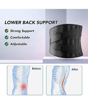 Adjustable Belt Waist Lumbar Support Orthopedic Corset Spine Decompression Double Banded Waist Trainer Brace Back Pain Relief(2XL) 2XL Black - Buy Online on GoSupps.com