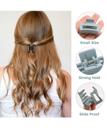 12 PCS Mini Hair Claw Clips for Women Girls - Non-Slip Rectangle Hair Jaw Clips in Light Colors - Buy Online on GoSupps.com