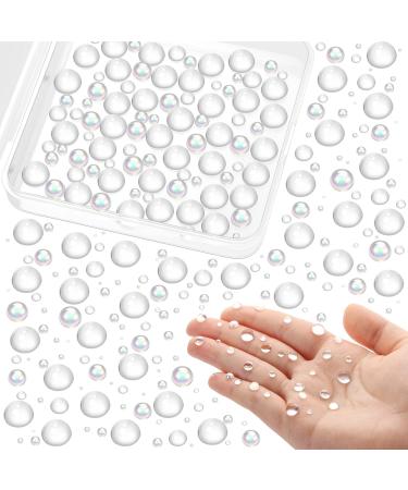 MIKIMIQI 700 Pcs Clear Dewdrop Holographic Water Droplets Embellishments Scrapbooking Card Making Supplies Resin Dewdrop Beads Clear Waterdrop for DIY Crafts Paper Decor (AB Clear)