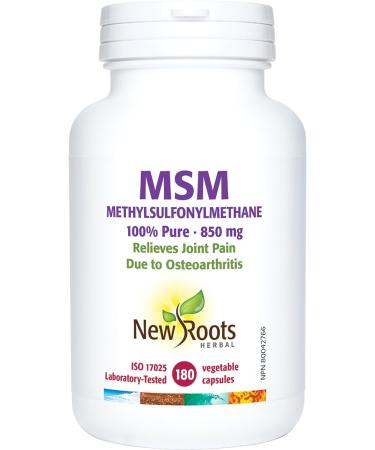 New Roots Herbal - MSM 100% Pure - 850 mg 180 Vegetable Capsules 180 count (Pack of 1)