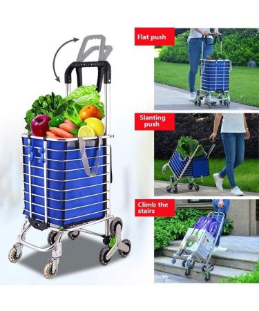 Three-Wheel Small Stroller Fashion Heightening Home Hand Push Upstairs Transport Two-Layer Handle Reinforcement Dual-use Shopping Cart 8 Wheels - Buy Online on GoSupps.com