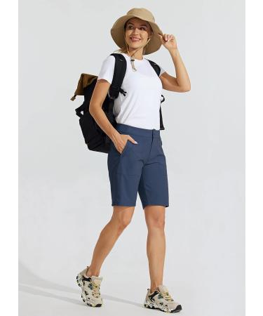 Willit Women's Golf Hiking Shorts 9 - Navy Blue 14 | Quick Dry Summer Athletic Shorts with Pockets - Buy Online on GoSupps.com