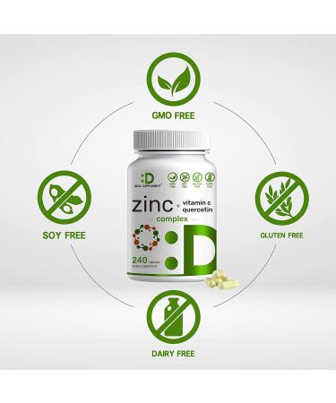 Zinc Quercetin 500mg with Vitamin C | Ultimate Immune Support Supplement | 240 Capsules | 4-Month Supply - Buy Online on GoSupps.com