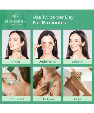 Plantifique Premium Certified Jade Roller Gift Set with Anti Aging Face Roller and Gua Sha - Facial Tool for Skincare Routine - Buy Online on GoSupps.com