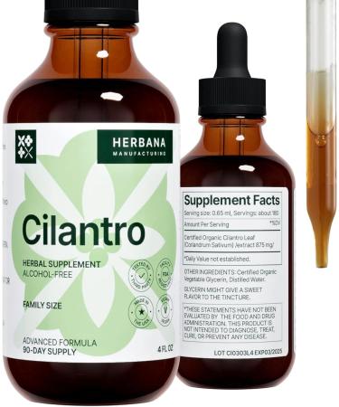 Herbana Cilantro Leaf Drops - 4 Fl Oz for Body Cleansing & Detoxification - Buy Online on GoSupps.com